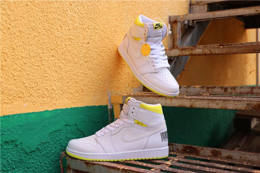 Air Jordan 1 First Class Flight White Yellow Shoes